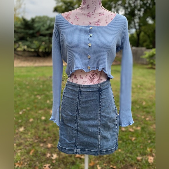 Nasty Gal Ribbed Split Sleeve Cropped Cardigan | size 2 - Picture 7 of 13